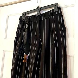 NWT I.AM.GIA Mira High Rise Wide Leg Cuffed Black & White Striped Pants